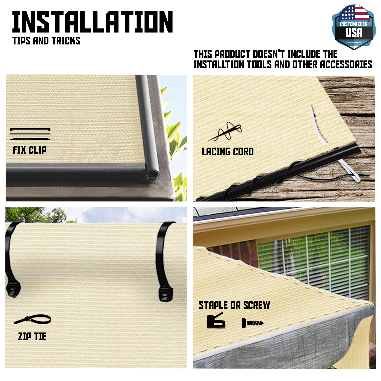 Custom 6 FT Beige Fabric Roll Fence Privacy Sun Wind Screen UV Block Shade Cloth 