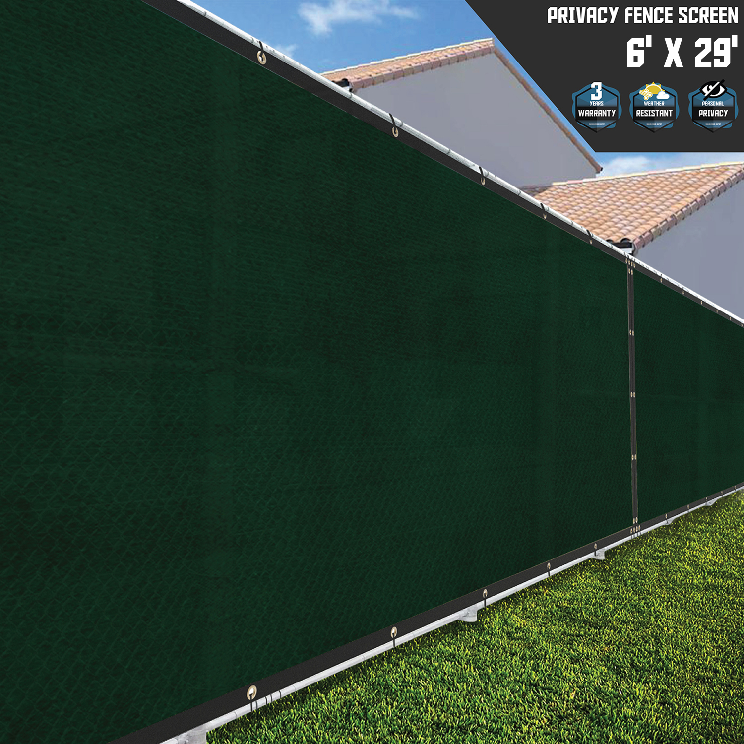 Details about   6' FT Tall Green Privacy Screen Fence Windscreen Mesh Shade Cover Custom Length 
