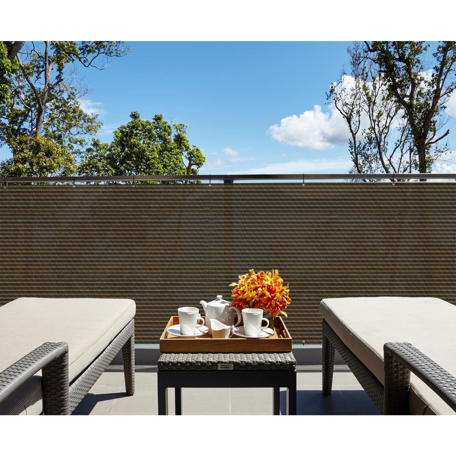 TANG Privacy Fence Screen – 95% Block, Brown HDPE, For Deck, Patio, Balcony & Yard